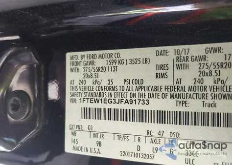 2018 Ford F-150 Platinum from USA, damaged, VIN 1FTEW1EG3JFA91733